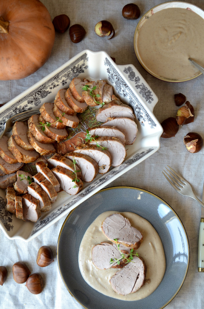 Pork tenderloin with chestnut sherry sauce