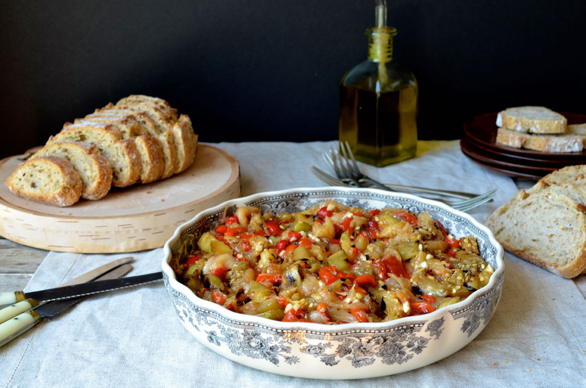 Roasted red pepper, eggplant, cod salad, Mama ía blog