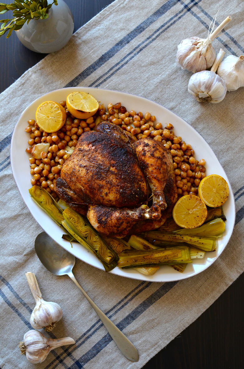 Roast chicken with chickpeas, leeks and lemon, Mama ía blog