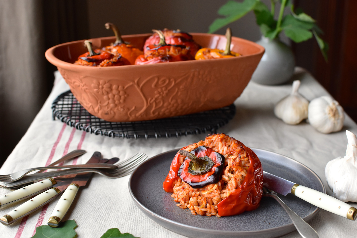 Rice stuffed red peppers, pimientos de arroz, Mama ía blog