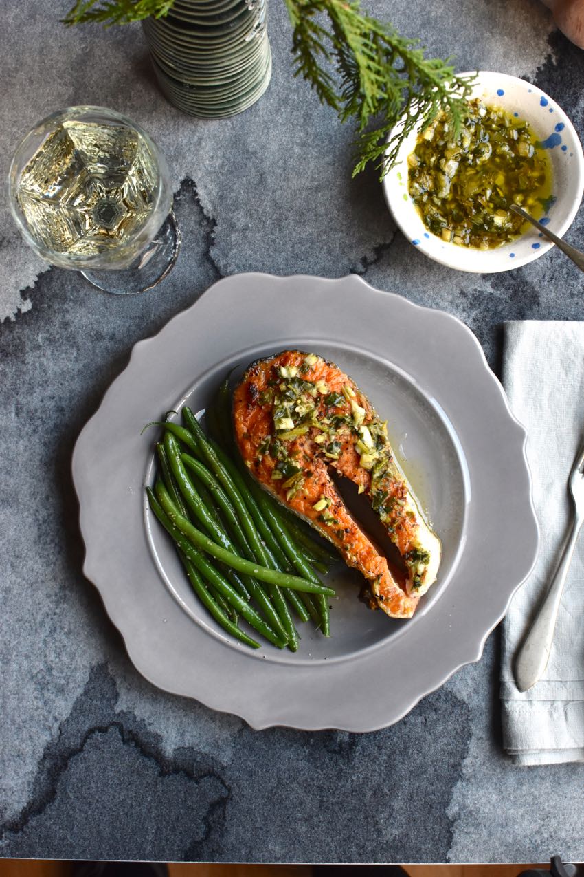 Salmon steaks with majado, Mama Ía blog