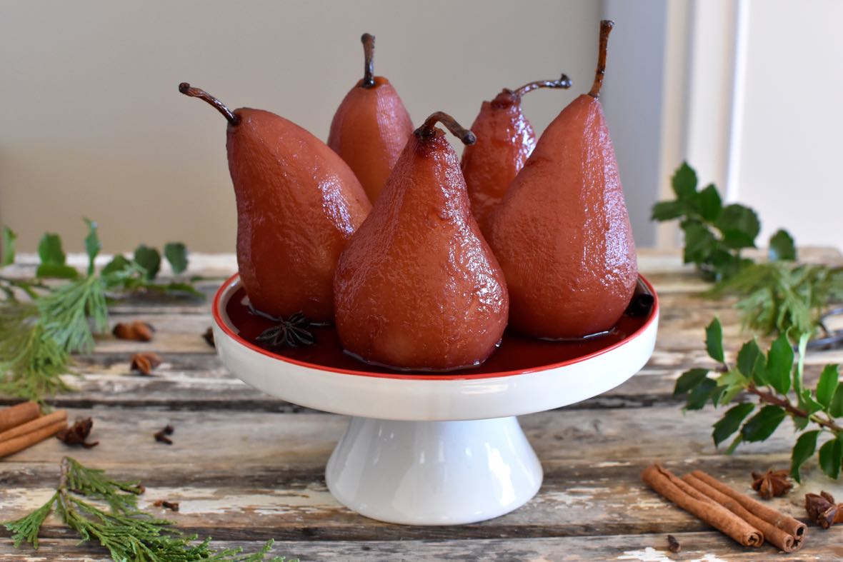Pears poached in wine, Mama Ía blog