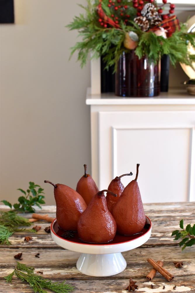 Pears poached in red wine, Mama Ía blog