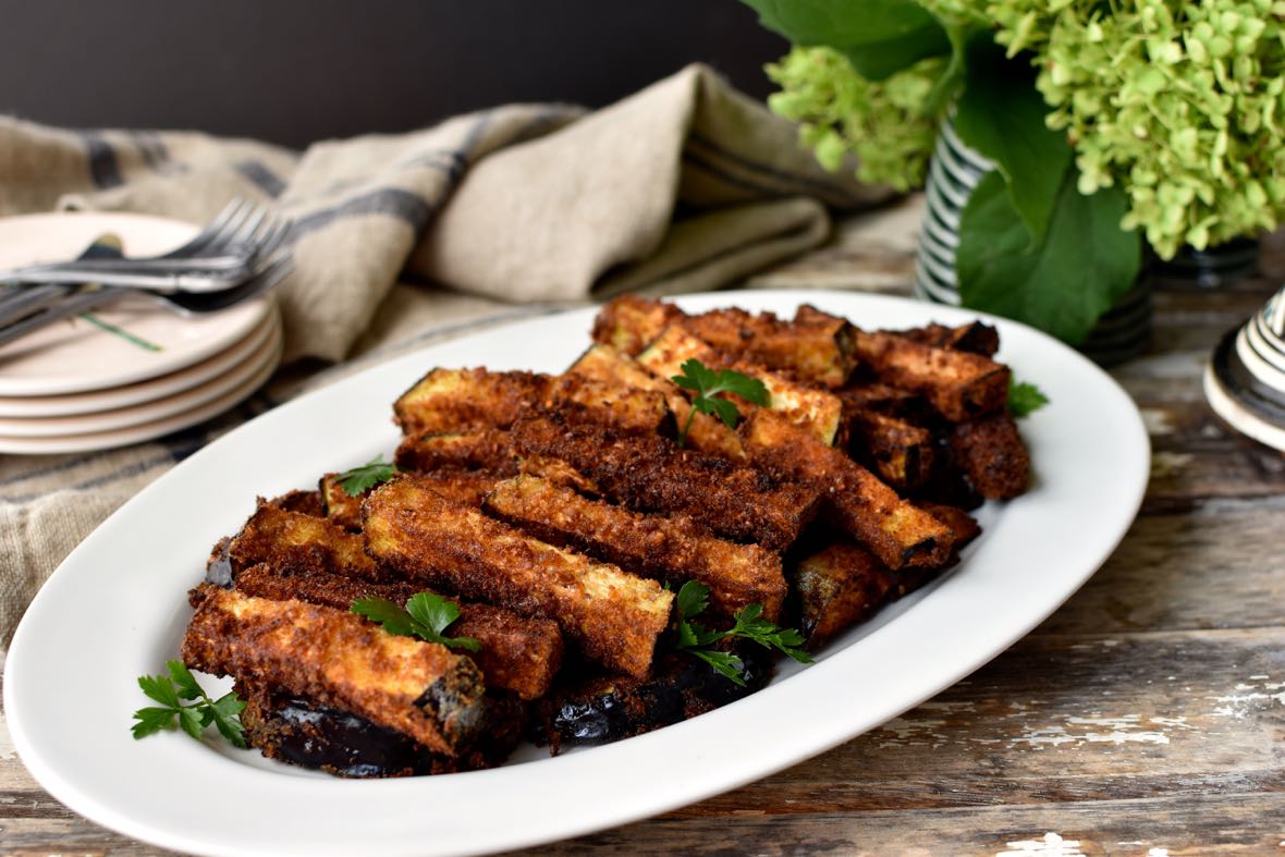 Fried eggplant sticks, Mama Ía blog