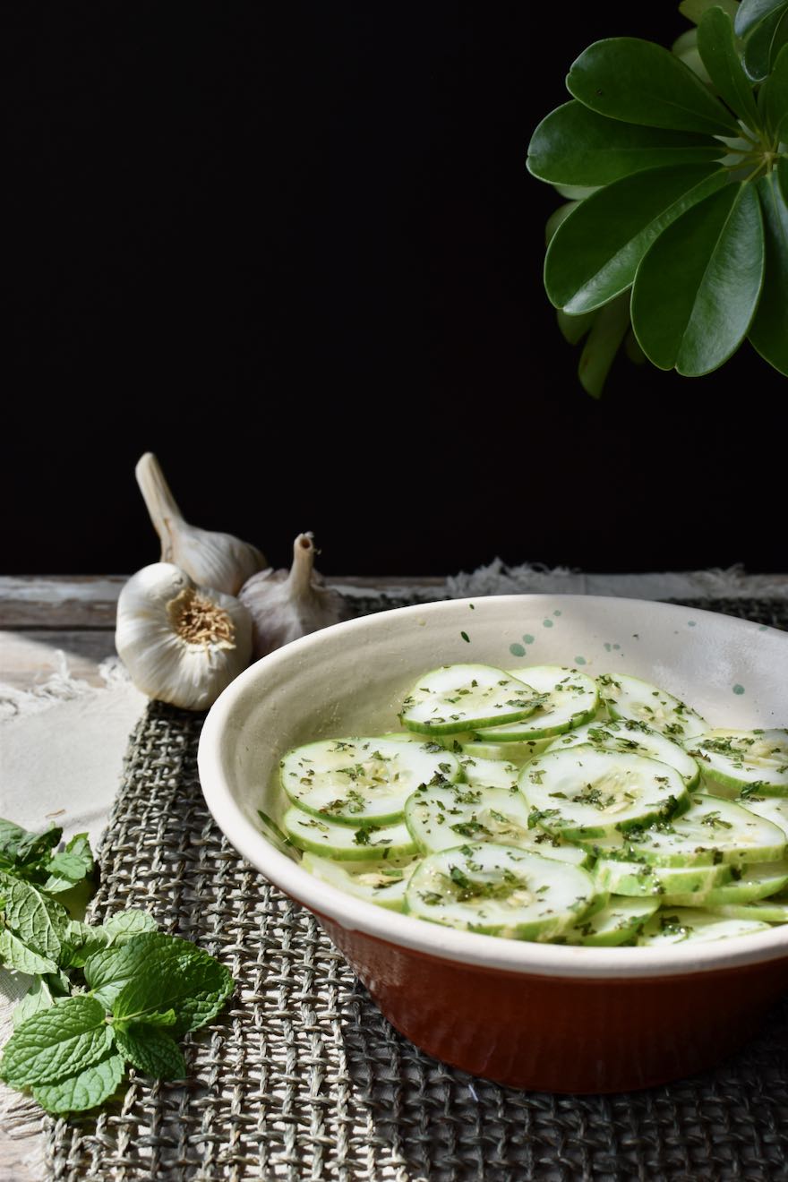 Cucumber salad with mint dressing, Mama Ía blog